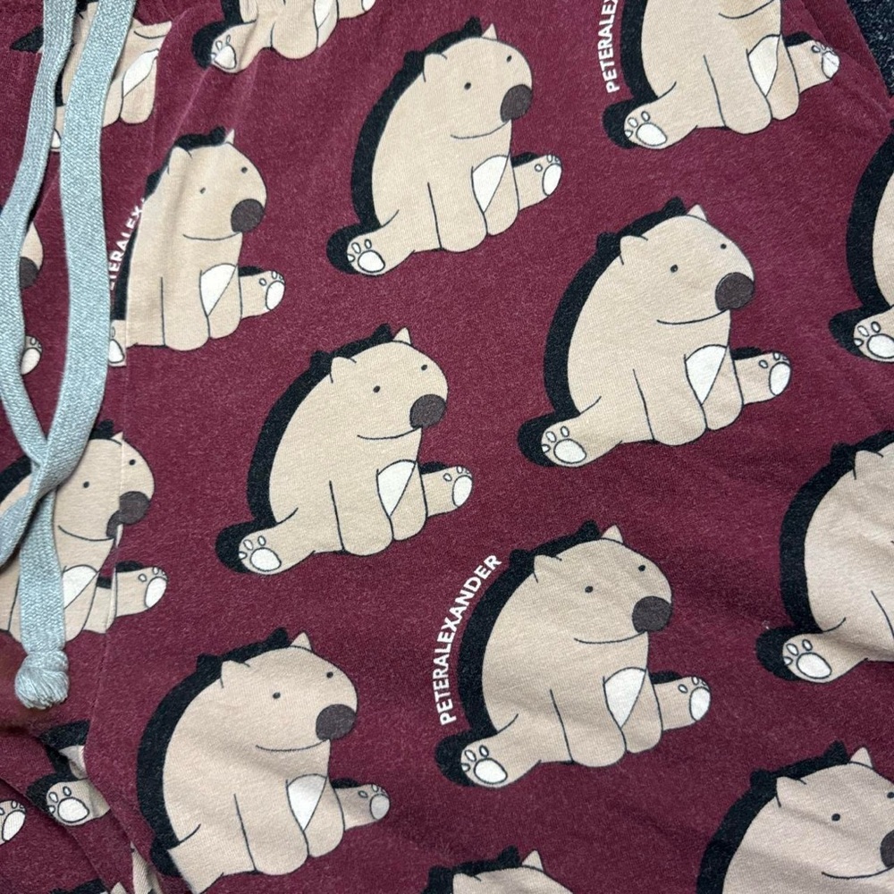 Peter Alexander Maroon Wombat Patterned Pyjama Pajama Sleep Shorts — LARGE - Picture 5 of 7